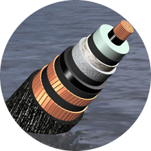 Cross-section of an armoured undersea fibre-optic cable